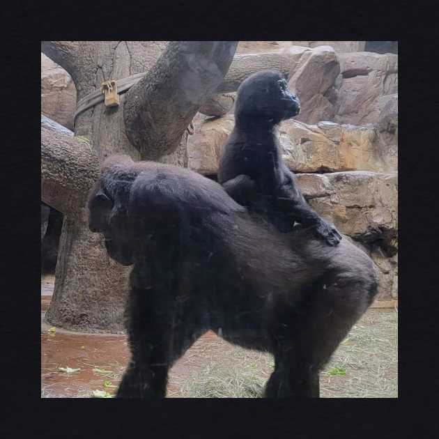 Western Lowland Gorilla and baby by Sharonzoolady